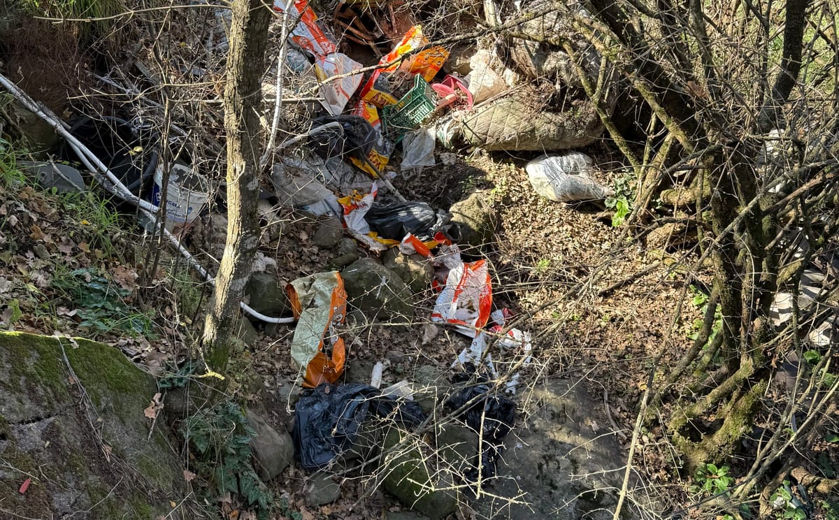 Via Fonte Termini: ancora degrado, i rifiuti finiscono nel fosso