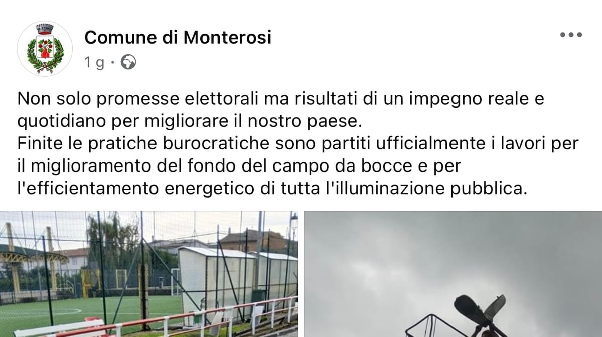 Propaganda politica, la pagina del Comune ci ricasca