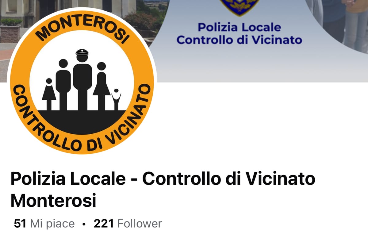 Nasce la pagina Facebook del Controllo di Vicinato: appuntamento il 9 maggio