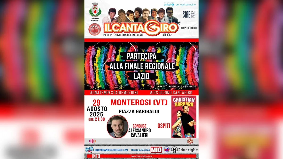 Monterosi si prepara a una notte di musica: il Cantagiro arriva in Piazza Garibaldi