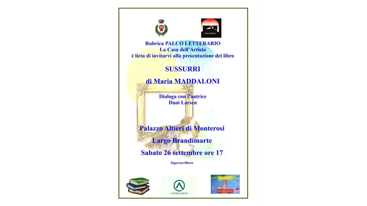 Alla Casa dell’Artista la presentazione di “Sussurri”, l’ultima silloge di Maria Maddaloni