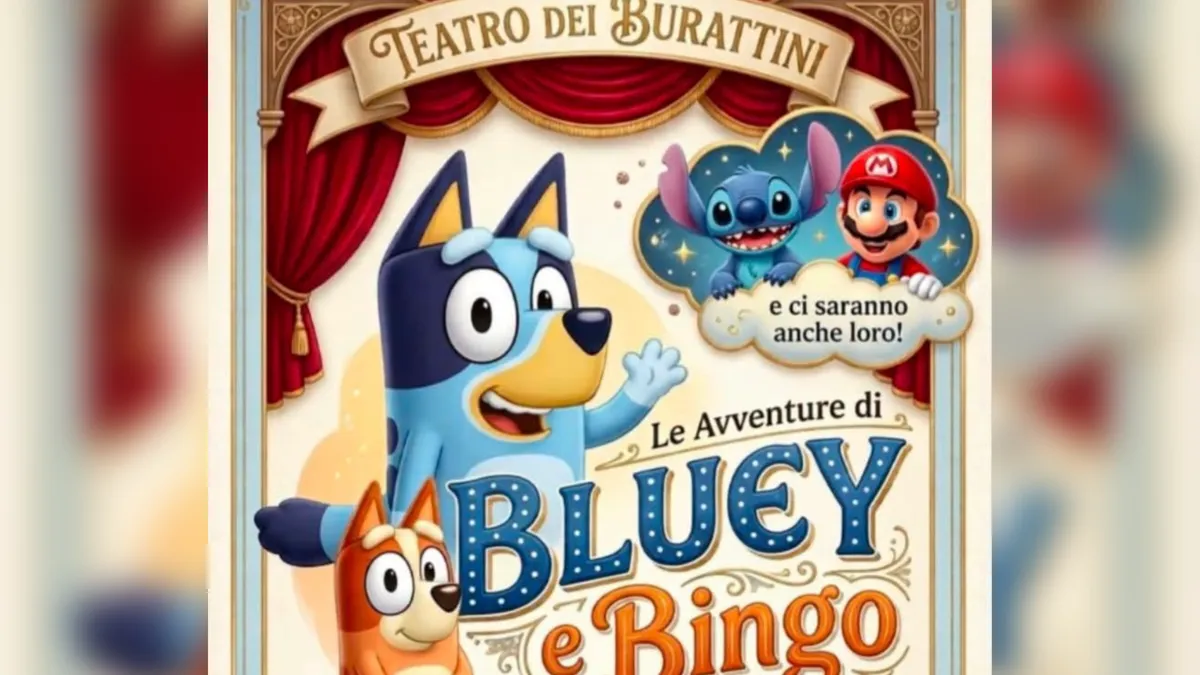Arrivano Bluey e Bingo: spettacolo per tutta la famiglia alla Sala Polivalente