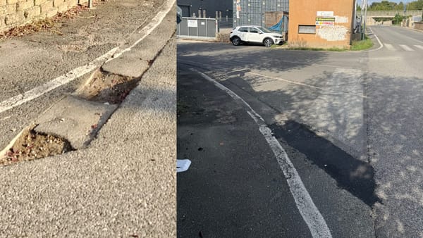 Sistemata la buca allo stop di via Onorati