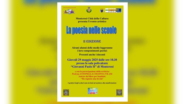 Monterosi celebra la poesia con gli studenti: il 29 maggio la seconda edizione dell’evento “La poesia nelle scuole”