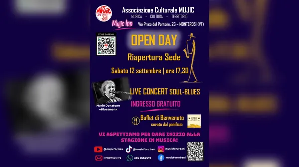 Mujic, oggi la riapertura della sede dopo la pausa estiva: Open Day tra musica e cultura